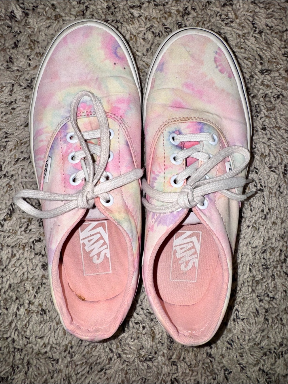 VANS Tie-Dye Low Top Lace-Up Sneakers Pink/Multicolor Canvas Upper Rubber Sole